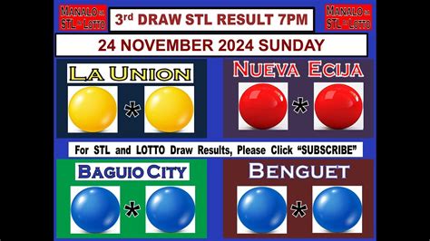 STL 3RD Draw 7PM Result La Union Nueva Ecija Baguio .
